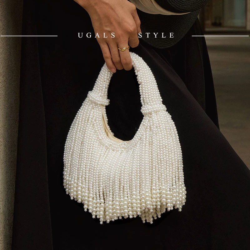 Luxury Bags Made - Дизайнерская вечерняя сумка-клатч с жемчужной ручкой